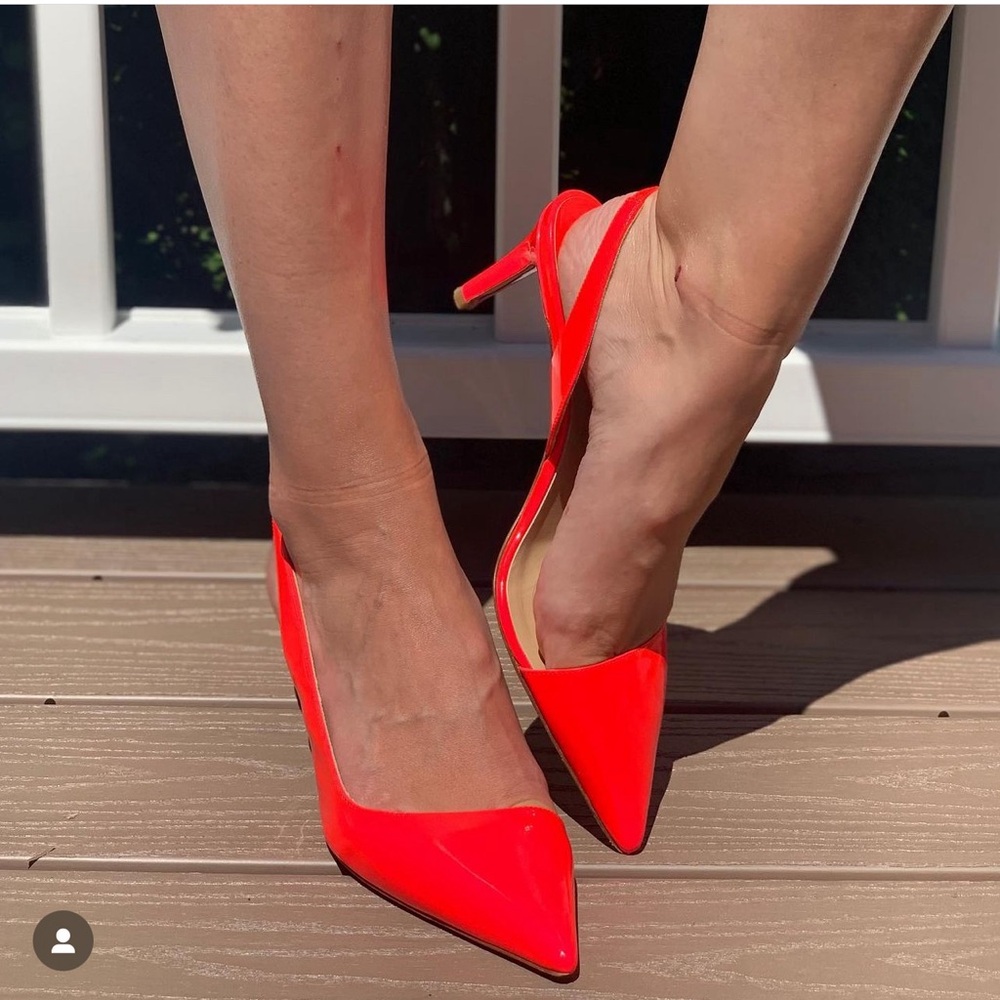 Neon pink Christian Louboutin Kitten Heels